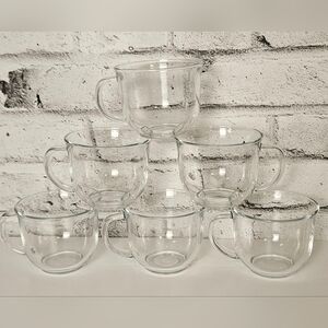 Set of 6 Clear Glass Coffee Tea Mugs Minimalist Transparent Cups 12oz
